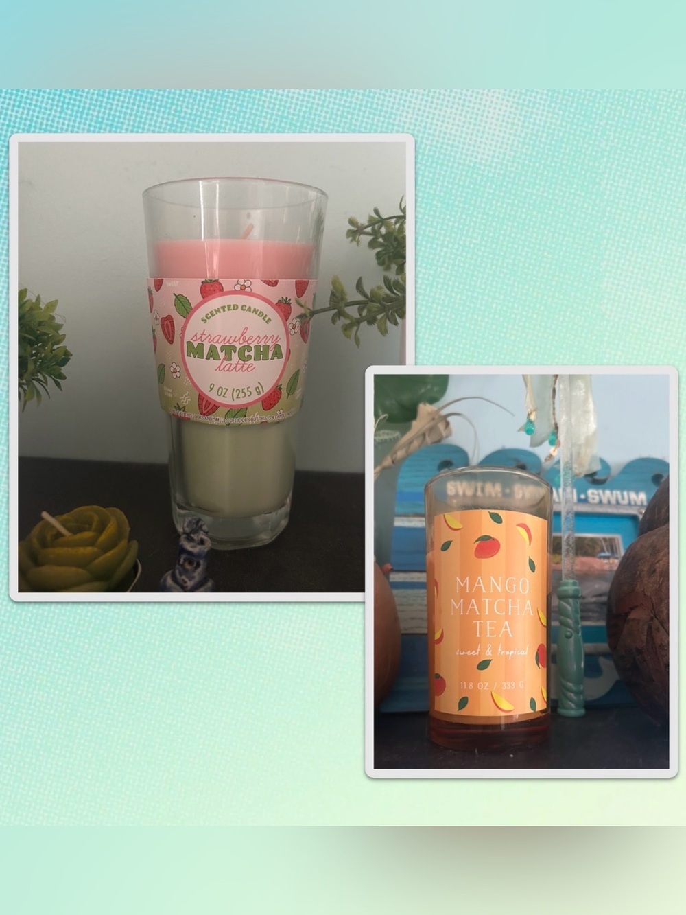 Strawberry Matcha Latte & Mango Matcha Latte Scented Candle